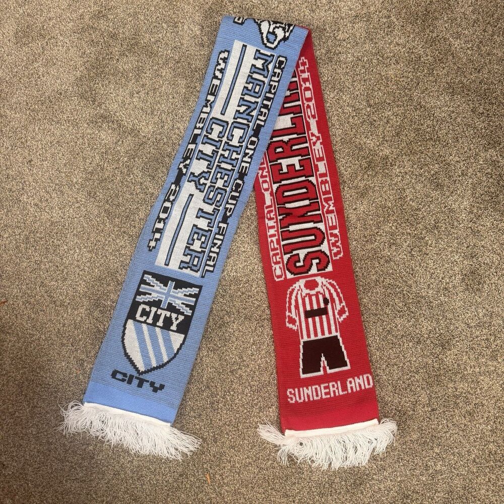 Manchester City vs Sunderland 2014 Capital One Cup Final Soccer Scarf Wembley